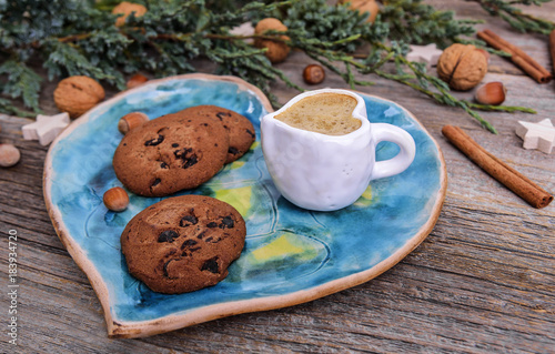 Festive dessert coffee and cookies tree.