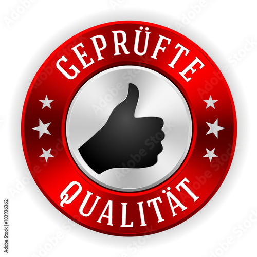 Silberner Geprüfte Qualitäts-Siegel mit rotem Rand