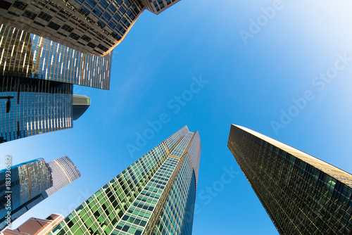 Low angle view of modern skyscrapers