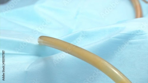 Partial removal of fat and mucous tissues. Fat liquid in the bottle from liposuction