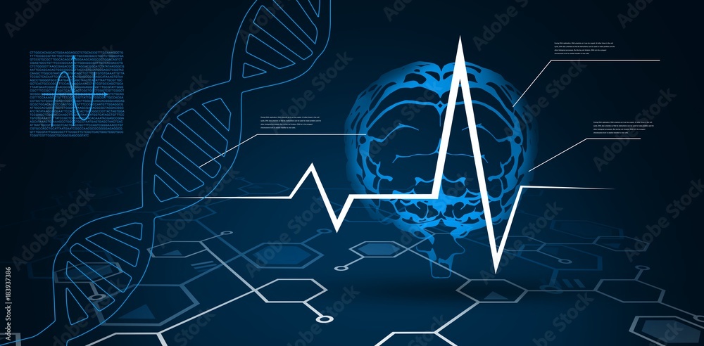 Digital background with brain and DNA Helix Digital background with brain and DNA Helix