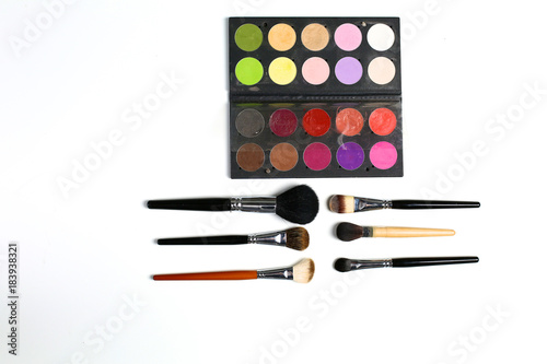 makeup brushes set for professional on white background