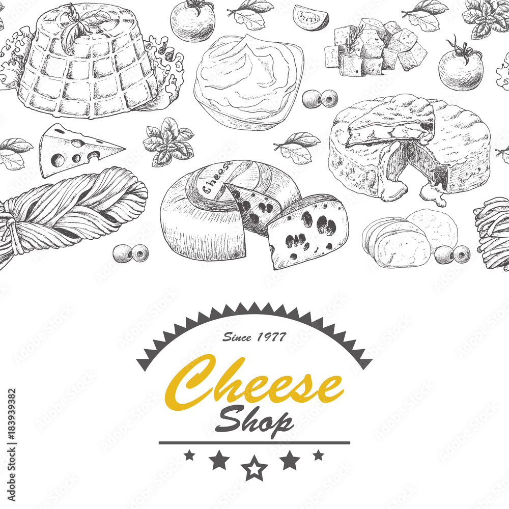 Horizantal background with cheese products Horizantal background with cheese products