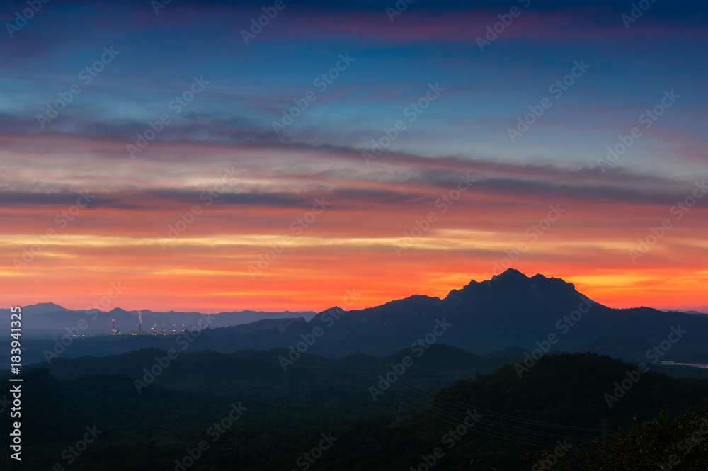 Mountain with sunset