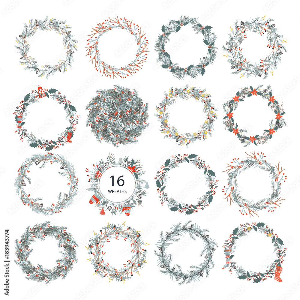 Fototapeta premium Cute hipster wreaths