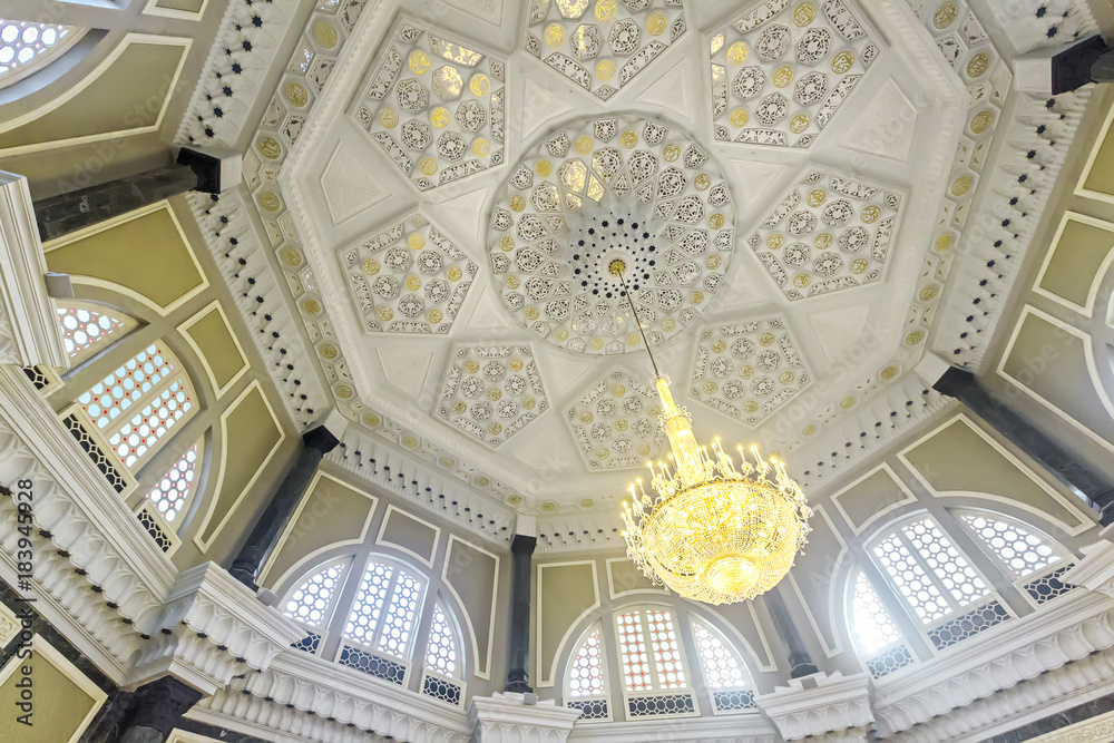 Interior of Ubudiah mosque in  Kuala Kangsar, Perak, Malaysia.