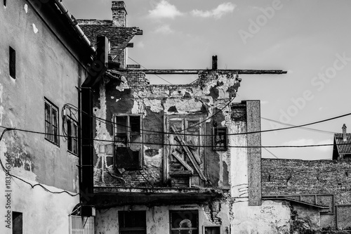 Novi Sad, Serbia Mart 29, 2015: damaged building in the center of Novi Sad