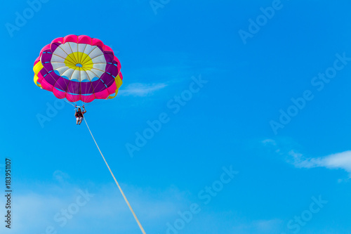 Parachute Gliding Woman Sailing Lake