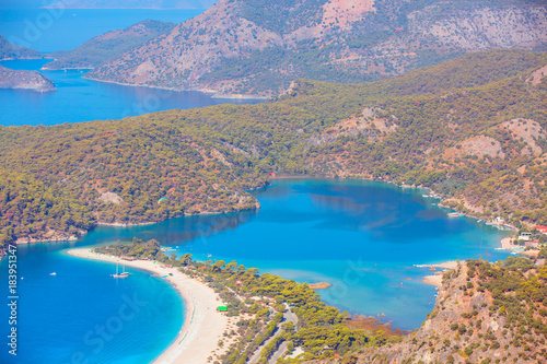 Oludeniz lagoon in sea landscape view of beach, Turkey © muratart