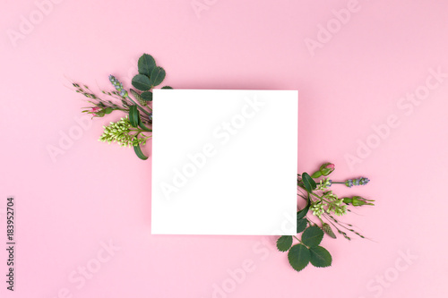 Leaf white for recording with floral composition