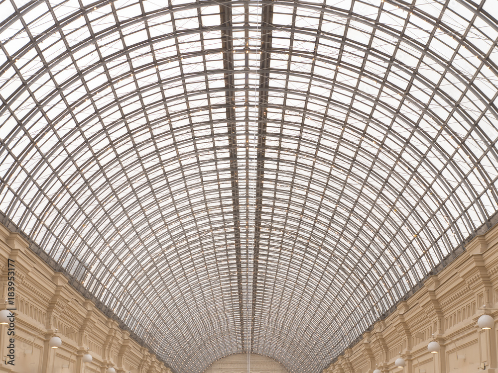 Glass arch ceiling, passage