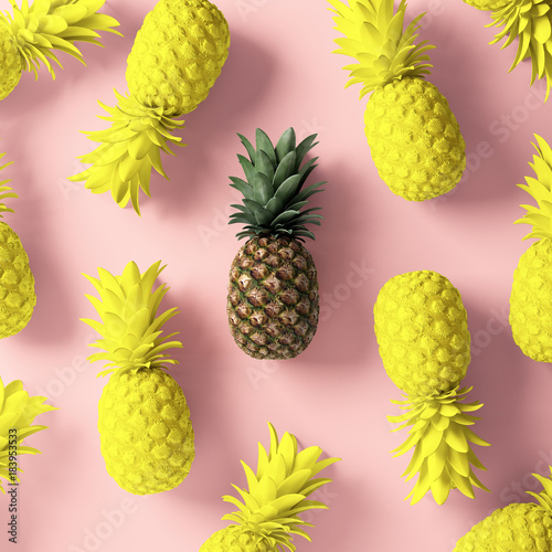 Obraz na płótnie Wegańskie tło w koncepcji malowanego ananasa