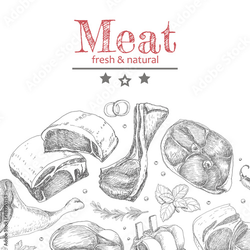 Vector background with meat products