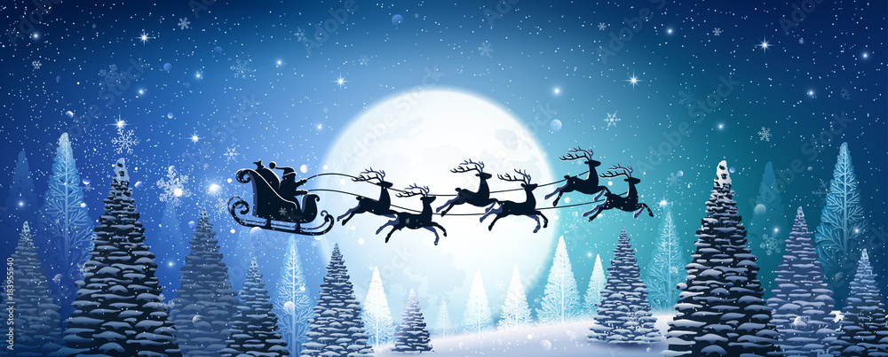 Christmas background with Santa Claus - obrazy, fototapety, plakaty 