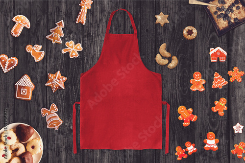 Red apron in a christmas scene