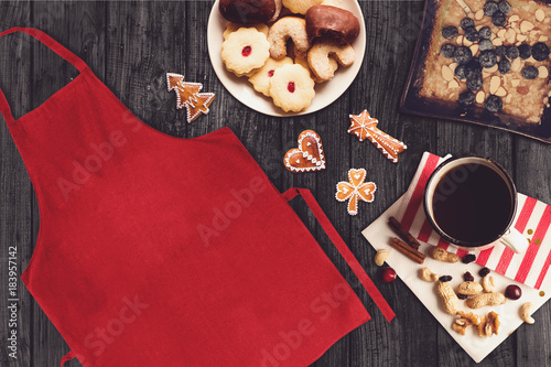 Red apron in a christmas scene