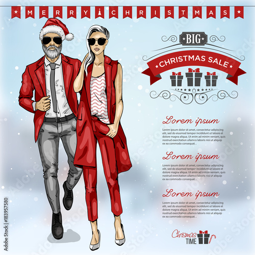 Vector illustration fashion man and girl