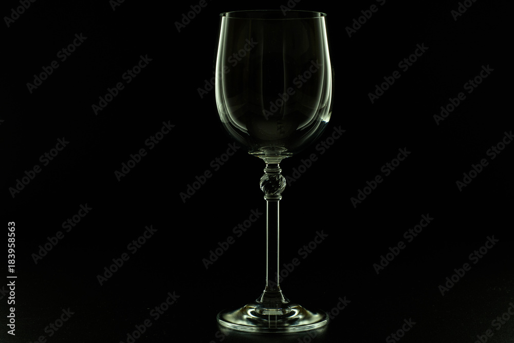 Crystal glass on black background