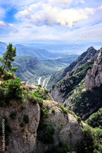 The Mountain of Montserrat (Catalonia, Spain). Montserrat mountains and Benedictine monastery of Santa Maria de Montserrat.