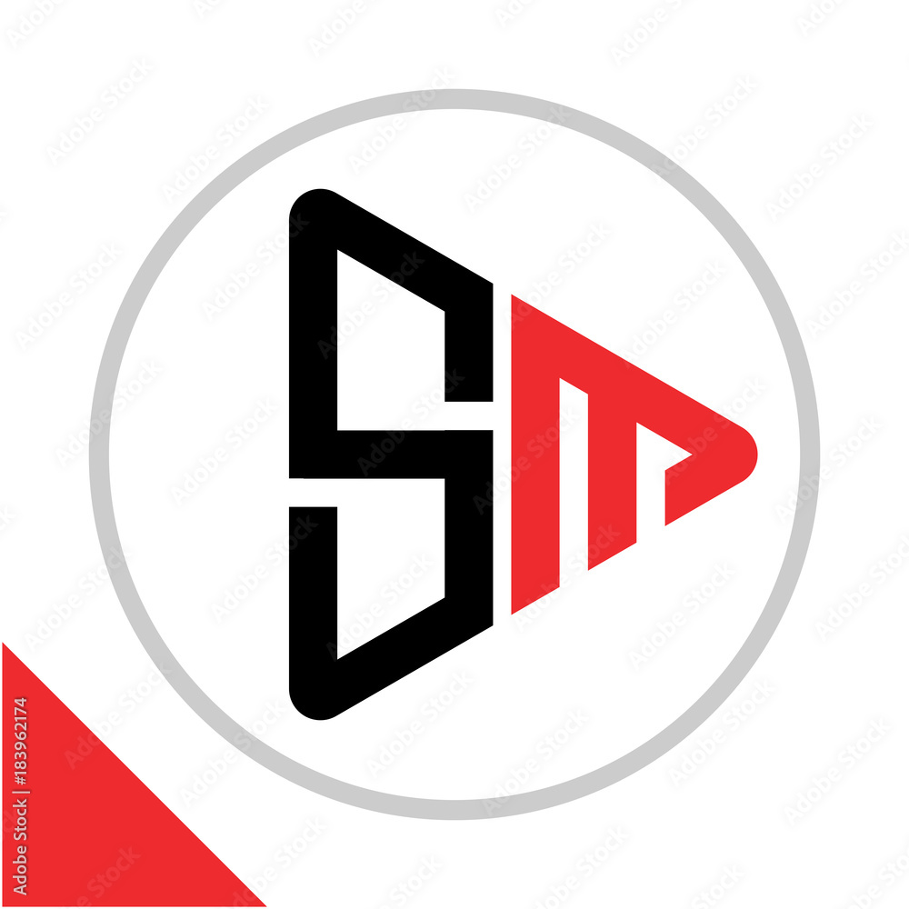 logo icon play button shape with combination of S & M initials logo icon play button shape with combination of S & M initials