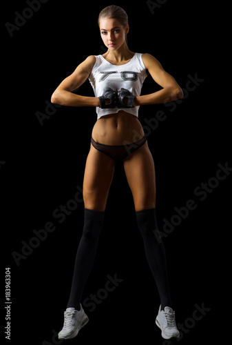 Young fitness girl isolated