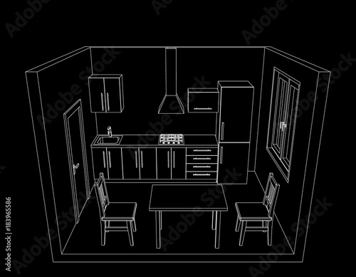 Interior kitchen room on bl...