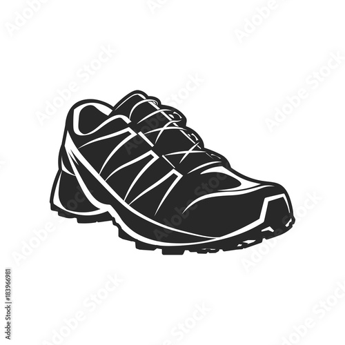 athletic sport shoe black and white illustration