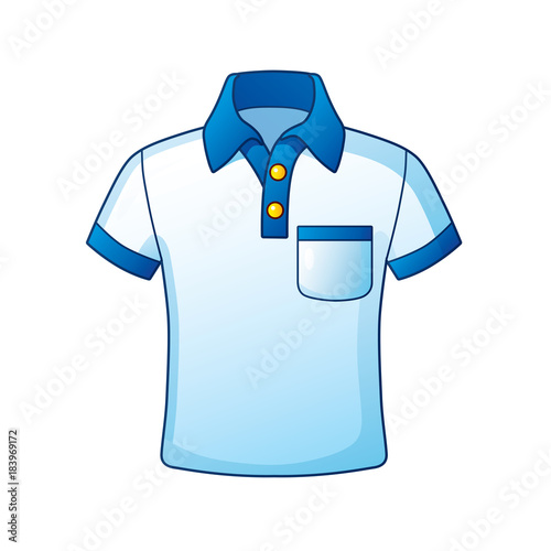 White blue polo shirt isolated.
