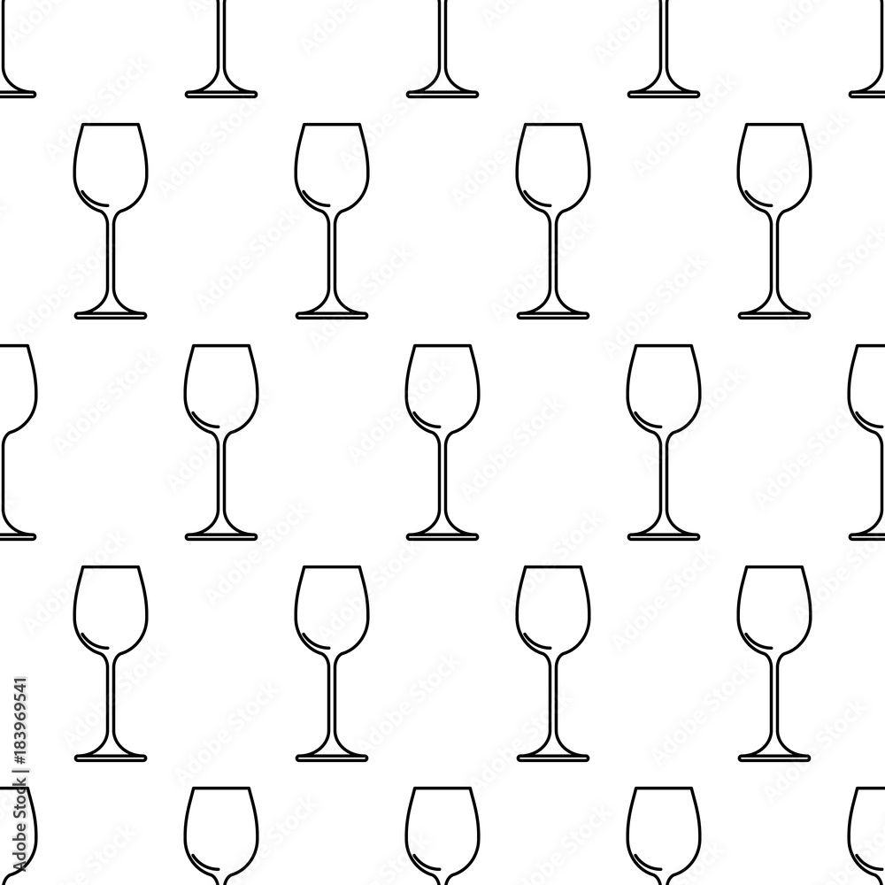Seamless pattern from wine glass black contour on white background of vector illustration Seamless pattern from wine glass black contour on white background of vector illustration
