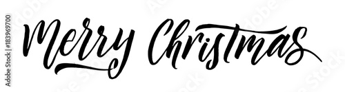 Merry Christmas Calligraphy. Greeting Card Design on White Background