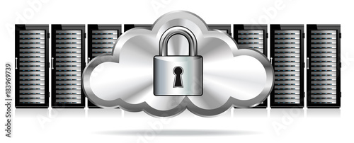 Padlock Cloud Servers Secure Protection Network Security - Information technology conceptual image
