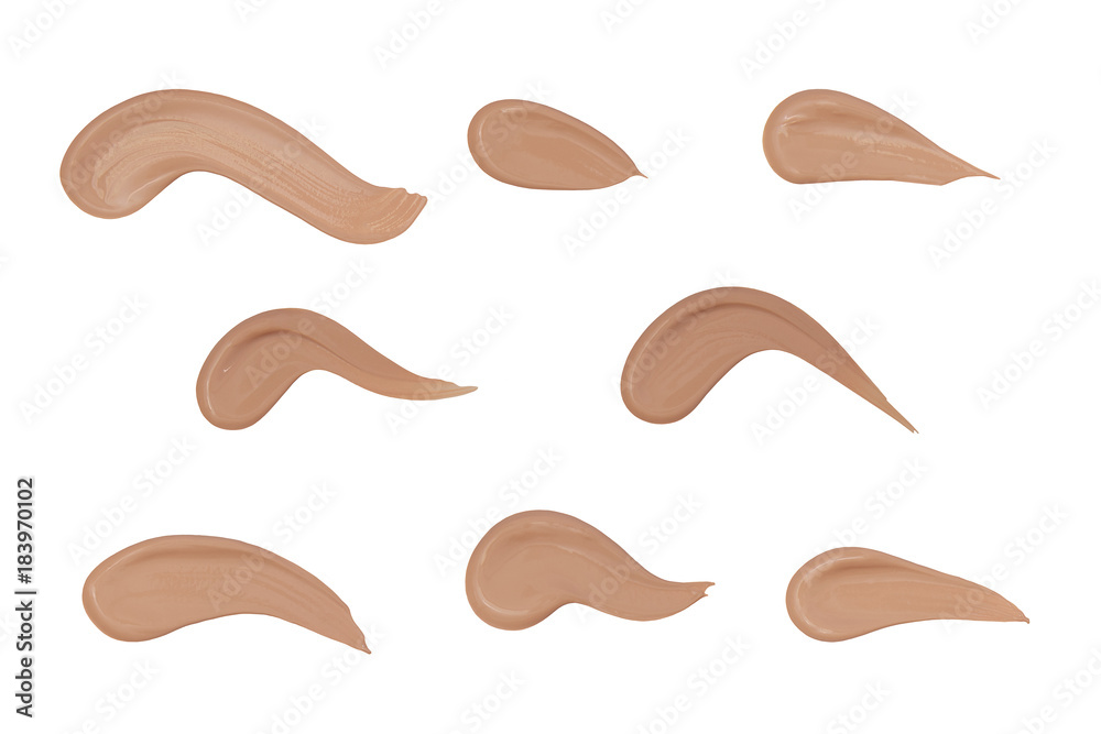 Set of Foundation smear swathes isolated on white background Set of Foundation smear swathes isolated on white background