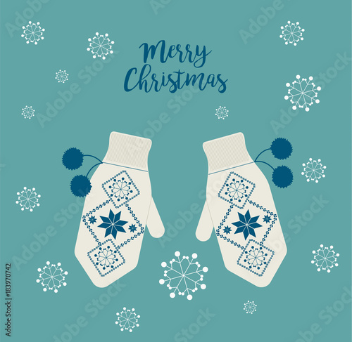 Warm mittens. Christmas concept.