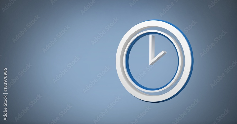 3D clock icon with blue background 3D clock icon with blue background