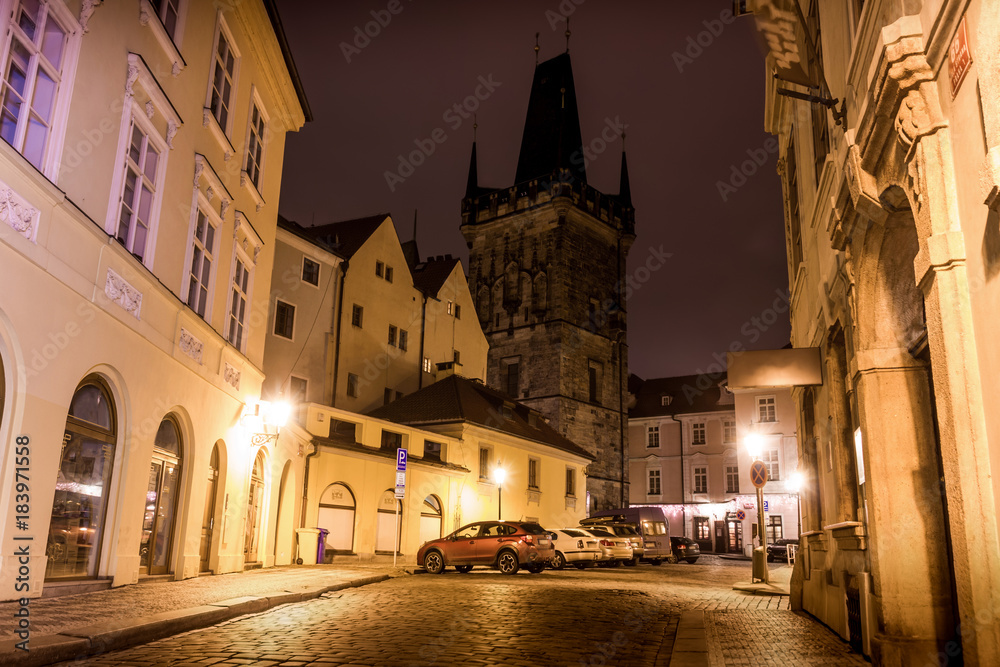Fototapeta premium Mysterious Prague with lanterns in at night