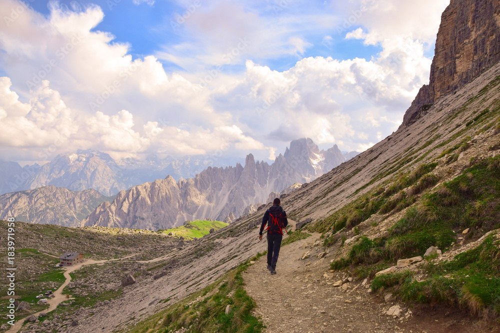 Hiking in the mountains on impressive trails. It is climbing time.