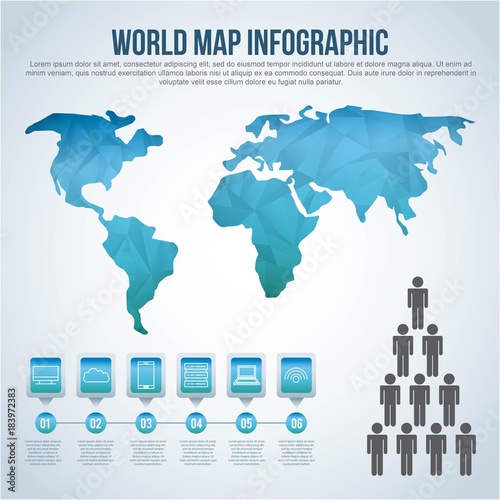 world map infographic chart population vector illustration