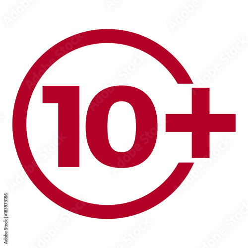 Limit age icon on red background. Icons age limit vector flat illustration.