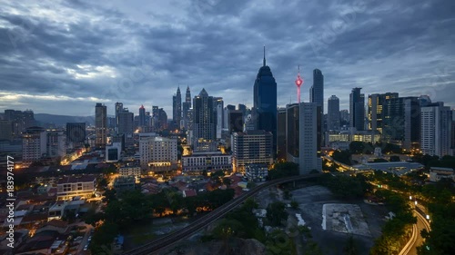Wallpaper Mural Night to day sunrise over Kuala Lumpur city skyline. 4k time lapse Torontodigital.ca