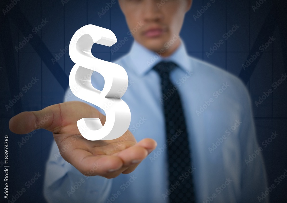 Section symbol and Businessman with hands palm open and dark Section symbol and Businessman with hands palm open and dark
