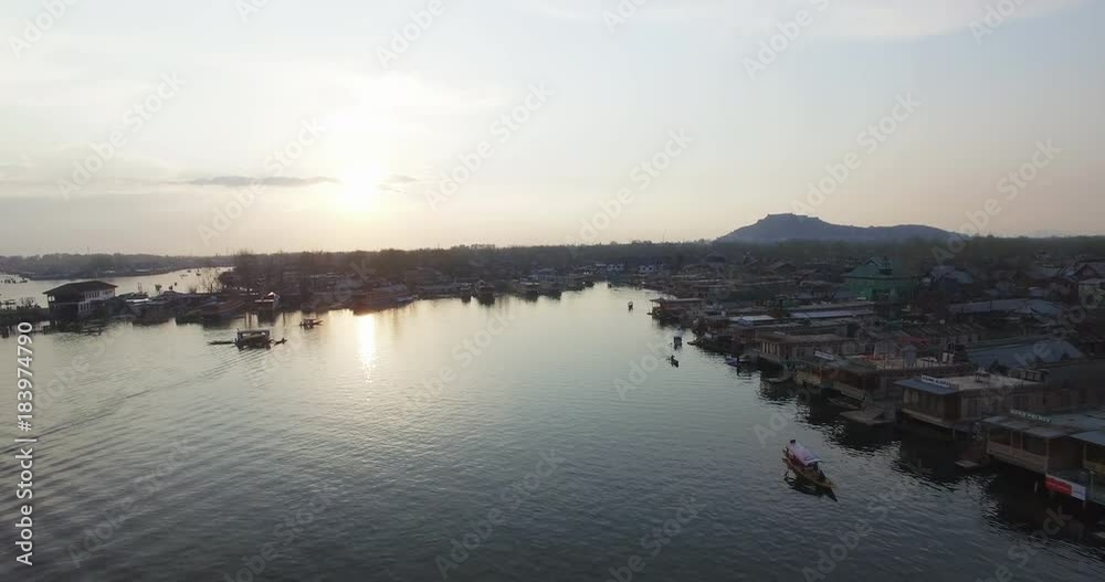 Srinagar at dusk, aerial Srinagar at dusk, aerial