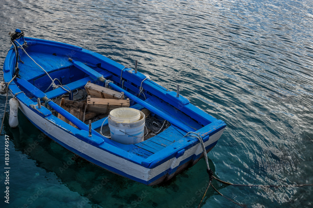 blue fishing boat