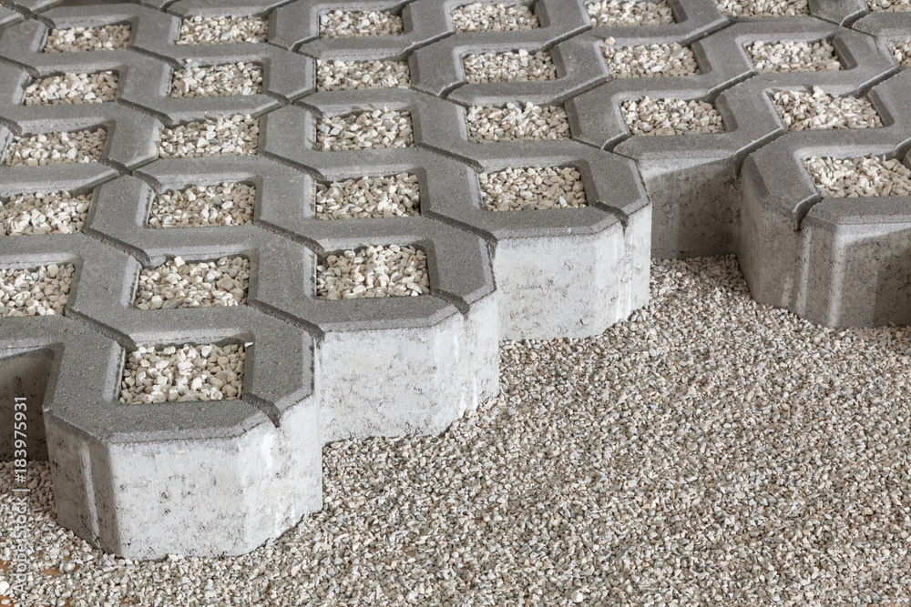 pedestrian path with paver bricks. Sidewalk pavement Stock Photo ...