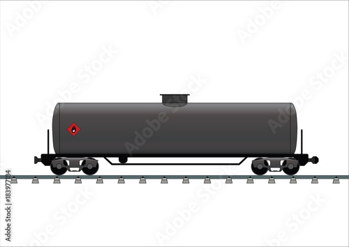 Oil railroad tanker car on white background
