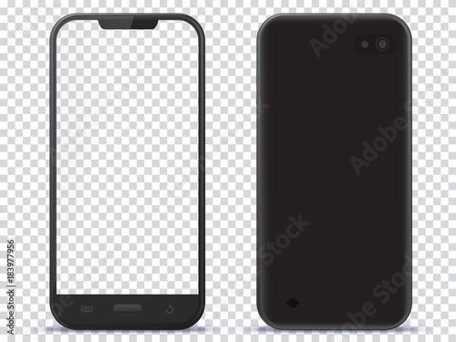 Smart Phone Front and Back View With Transparent Screen