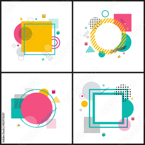 Set Colorful Abstract Frames on Illustration