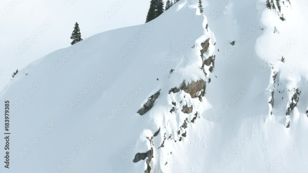 Tilt down, extreme skier in British Columbia