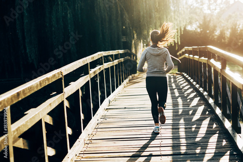 Female jogger exercising outdoors