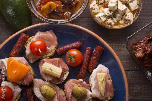 Spanish tapas on table