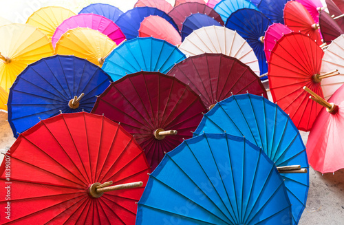 Traditional Asian paper umbrellas